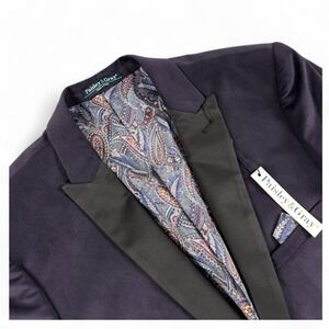 Paisley & Gray Blazer Mens 42R Navy Slim Fit 1 Button Satin Lapel Coat MSRP $275